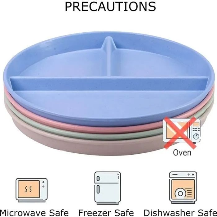 Lot de 4 Assiette Compartiment Adulte,Assiette Regime Portion Adulte