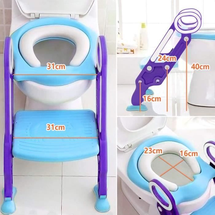 Réducteur Toilette Enfant Avec Marchepied Réglable - Siège Doux, Bec Urinoir, Pliable, Support 75 Kg - 7