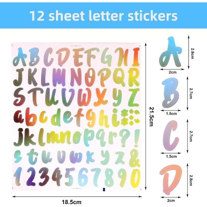 5 Feuilles Autocollants de Chapeau de Graduation Autocollants de Lettre Alphabet à Paillettes