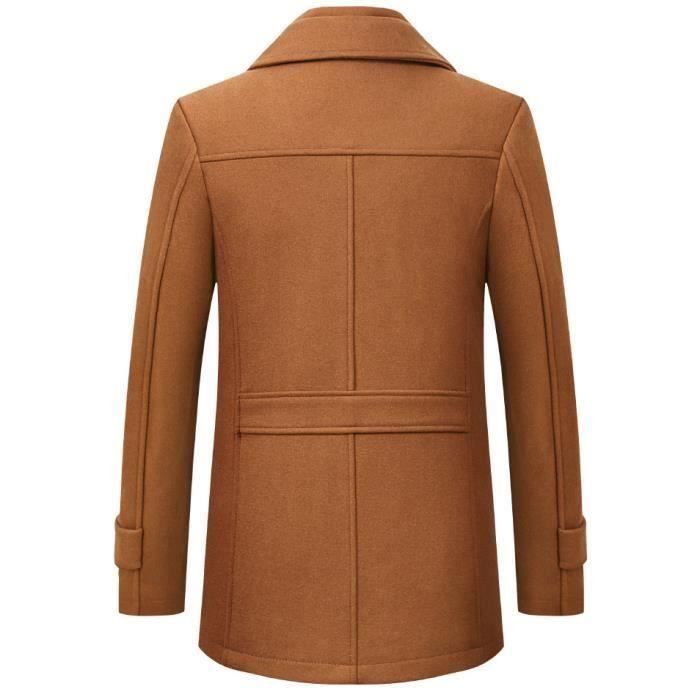 Funmoon Manteau Homme Pardessus Laine Mi long Caban Veste Chaud