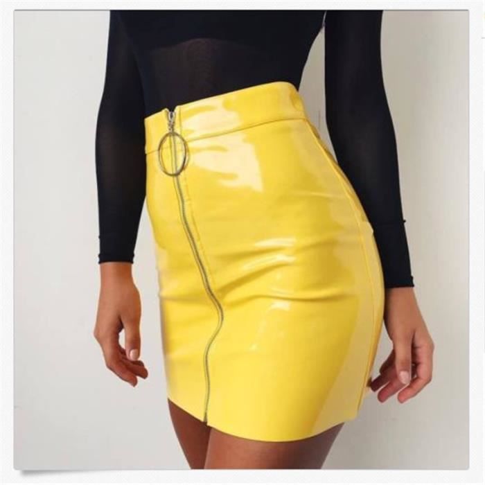 Jupe Hirigin 2019 nouveaut jupe femmes fermeture clair en cuir