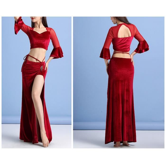 Femme Robe de Danse Orientale Automne Hiver Robe de Danse du Ventre en  Velours rouge1 Rouge1 - Cdiscount Prêt-à-Porter