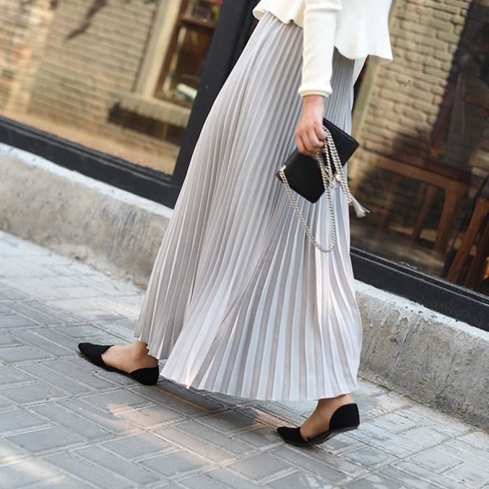 Jupe Plissee Femme Jupe Longue Taille elastique Jupe Mi Longue Taille Haute Jupe Elegant Jupe Longueur Cheville Style 3 Style 3 Cdiscount Pret a Porter