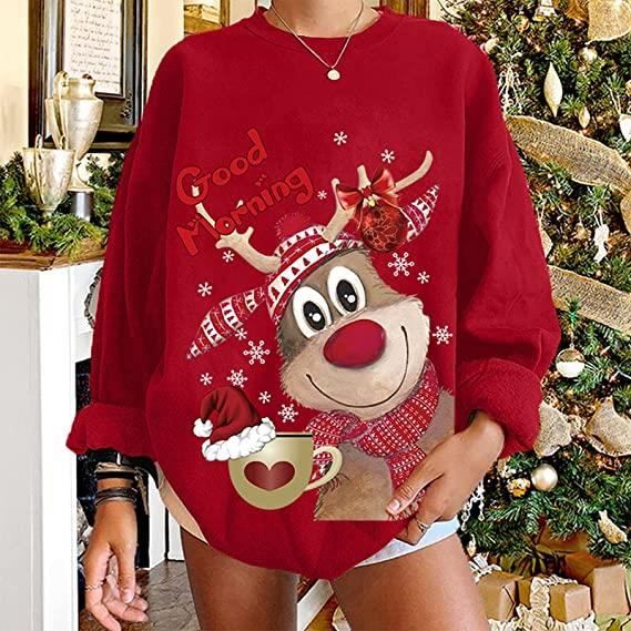 Pull de No l Femme Sweat Oversize Sweat Shirt Manches Longues Col