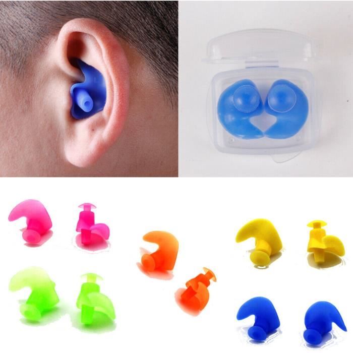 Bouchons D'Oreilles Étanches SANOHRA Swim - Adulte, Réutilisables - Pour Natation, Douche - Bleu