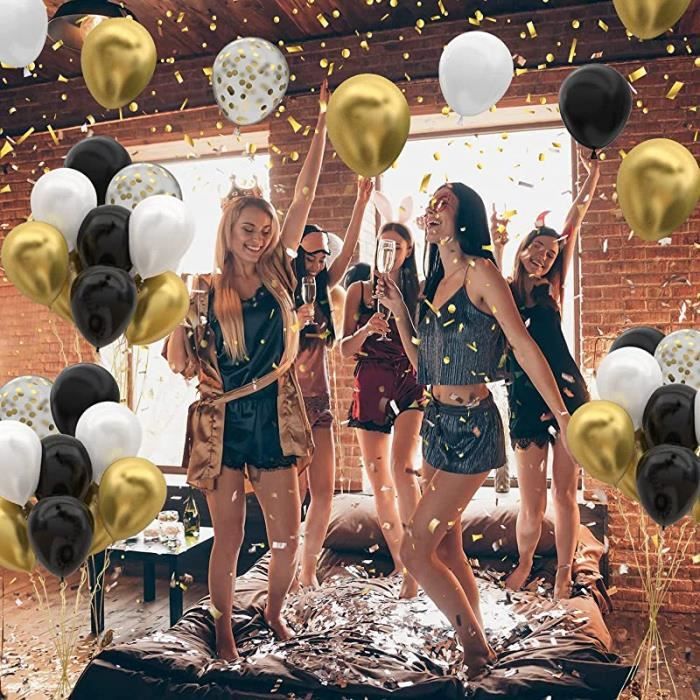Arche Ballon Anniversaire Or Noir, 152 Kit Arche Ballon Noir Or Argent Beige Avec Confettis Dorés, Noir Doré Arche De Ballon Pour Anniversaire Decoration Mariage Bapteme Graduation Décoration Retraite - 7