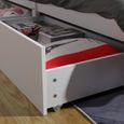 H.J WEDOO Structure de Lit Simple en Bois avec Sommier 90 x 190 cm-Blanc + Lot de 2 tiroirs de lit de rangement à roulette - Blanc-2