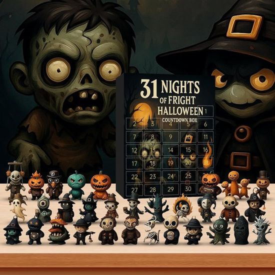 Compte à Rebours Halloween 2025, Blocs Calendrier Bois, Décoration