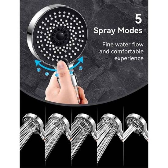 Filtre Pommeau De Douche Anti Calcaire Avec 20 Étapes Filtre, 6 Types De Jets Pommeau Economie Deau Haute Pression Chrome 90755726