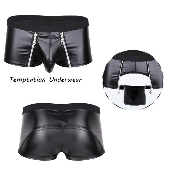 Sous-vêtement Homme String Faux Cuir Dos-nu - Taille L, Noir, Lavable Machine, Neuf Avec étiquettes