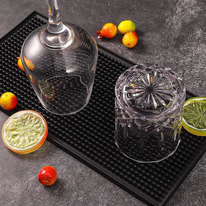 Tapis égouttoir Caoutchouc 60x8cm - Antidérapant Noir - Pour Bar, Restaurant, Cuisine - Évacuation Eau