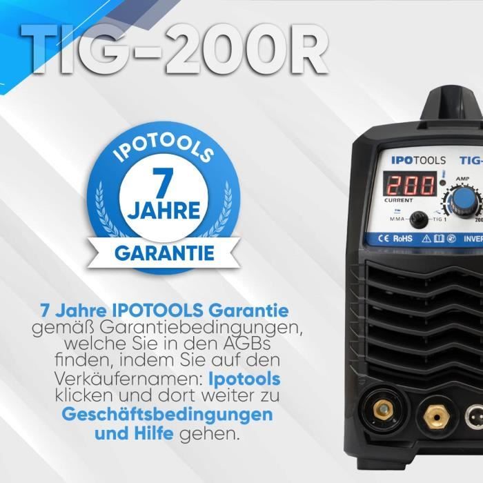 Poste à souder TIG IPOTOOLS - TIG-200R - 200A 230V IGBT - MMA ...