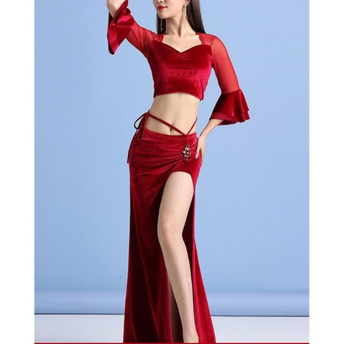 Femme Robe de Danse Orientale Automne Hiver Robe de Danse du Ventre en  Velours rouge1 Rouge1 - Cdiscount Prêt-à-Porter