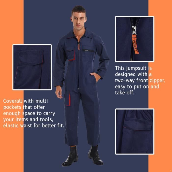 Combinaison De Travail En Denim Pour Hommes - Unisexe, Capuche, Avec Poches, Tailles S à 4XL, Neuf