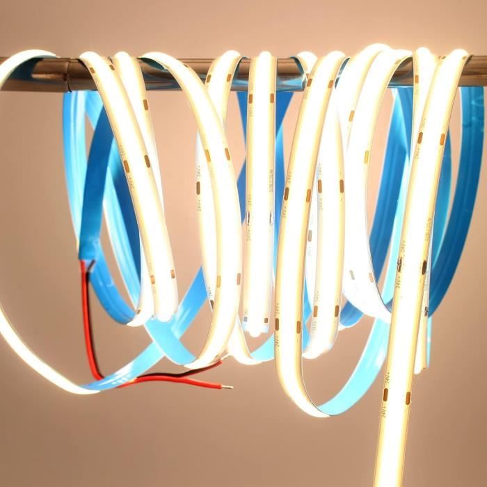 BUNACET Bande LED COB - 12 M - Blanc Chaud - Intensité Variable