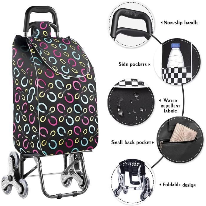 Chariot de Courses Pliable, Chariot Utilitaire de blanchisserie avec