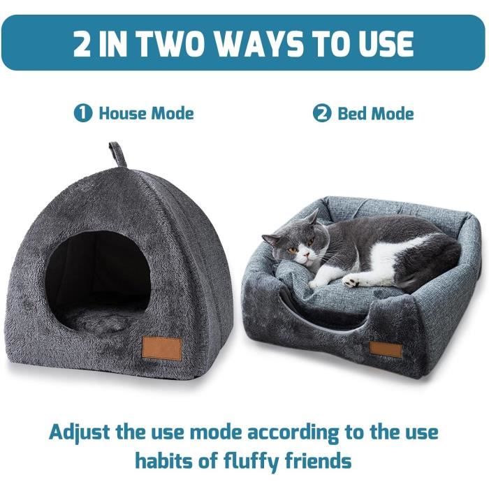 Niche De Lit Pour Chat En Forme De Dôme - 55x40x30 Cm, Housse Lavable, Pour Chats Et Chatons Jusqu'à 7,5 Kg