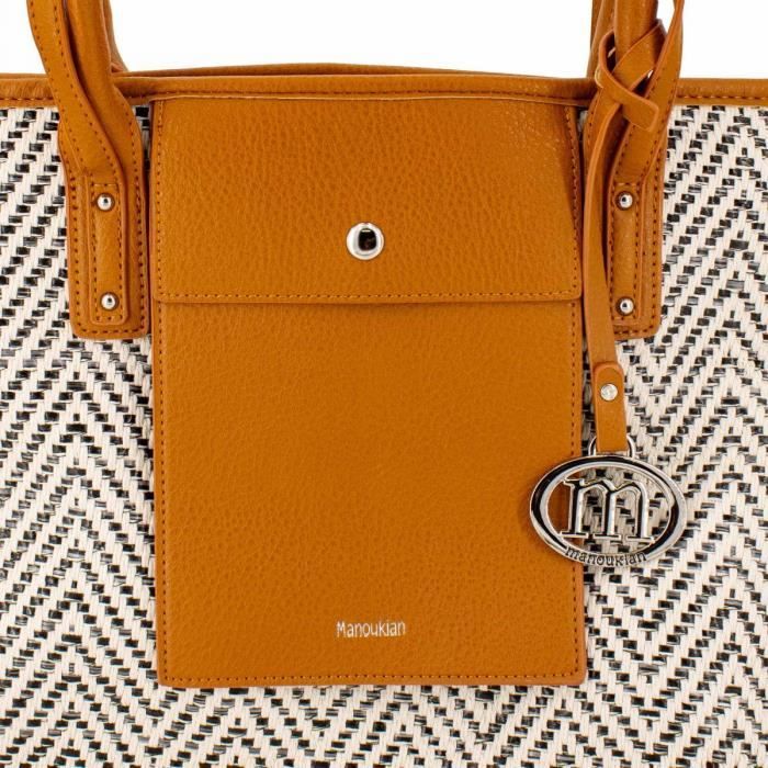 Sac main cabas moyen tiss avec poche avant et charms logo Umak