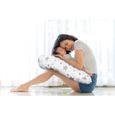 Amilian coussin d'allaitement, coussin de positionnement latéral, idéal pour la grossesse et les petits bébés, Gris étoile filante-3