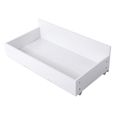 H.J WEDOO Structure de Lit Simple en Bois avec Sommier 90 x 190 cm-Blanc + Lot de 2 tiroirs de lit de rangement à roulette - Blanc-3