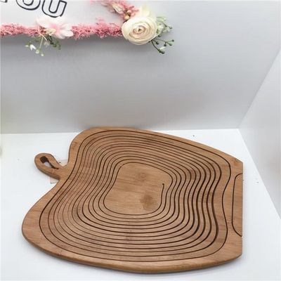 Corbeille à Fruits Relaxdays En Bambou | Forme Pomme Pliable | 30x27x22.5cm | Planche à Découper Incluse | Nature