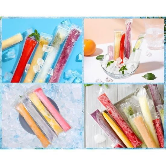250 Sacs Popsicle + 2 Entonnoirs - Moules à Glaces DIY, Yaourt Glacé, Glaçons, Bonbons - Facile & Économique