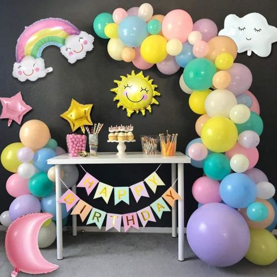 Decoration Anniversaire Fille Arc En Cielballons Anniversaire Fete Avec Banniere Happy Birthday Etoile Arcenciel Kit Annivers 453 Cdiscount Maison