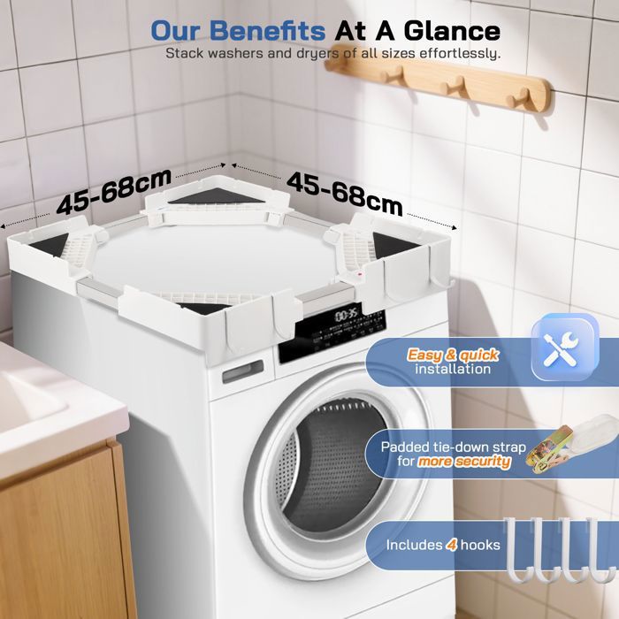 NIUXX Base Universelle Anti-Vibration Pour Machine à Laver - Réglable 42-69 Cm, Charge 400 Kg