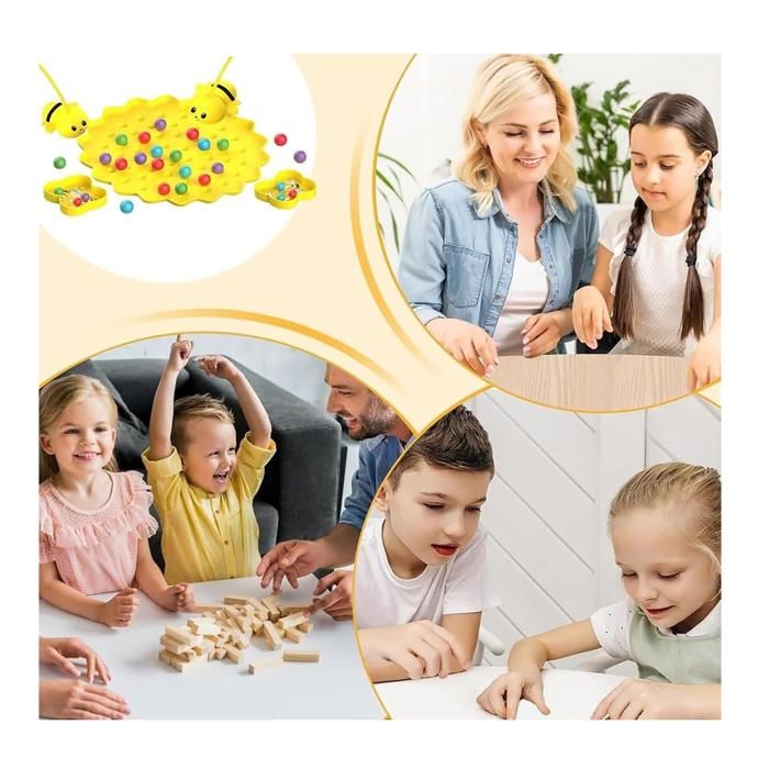 Jeu Magnétique Des Abeilles - 2 Ou 4 Joueurs - Bandeau Réglable, Perles à Attraper - Pour Enfants