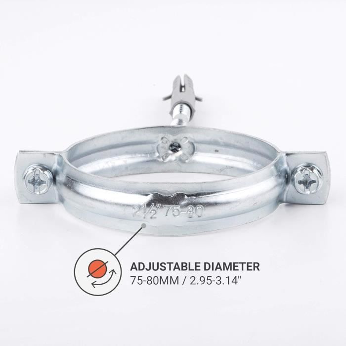 SKIR'CO Lot De 2 Supports De Tuyau Pour Tuyaux De 60 à 64