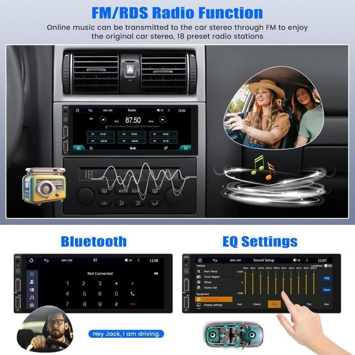 Autoradio 1 Din Avec écran 6,86 Pouces – Carplay Android Auto Sans Fil – Bluetooth, GPS, Caméra De Recul – Compatible Commandes Au Volant - 5