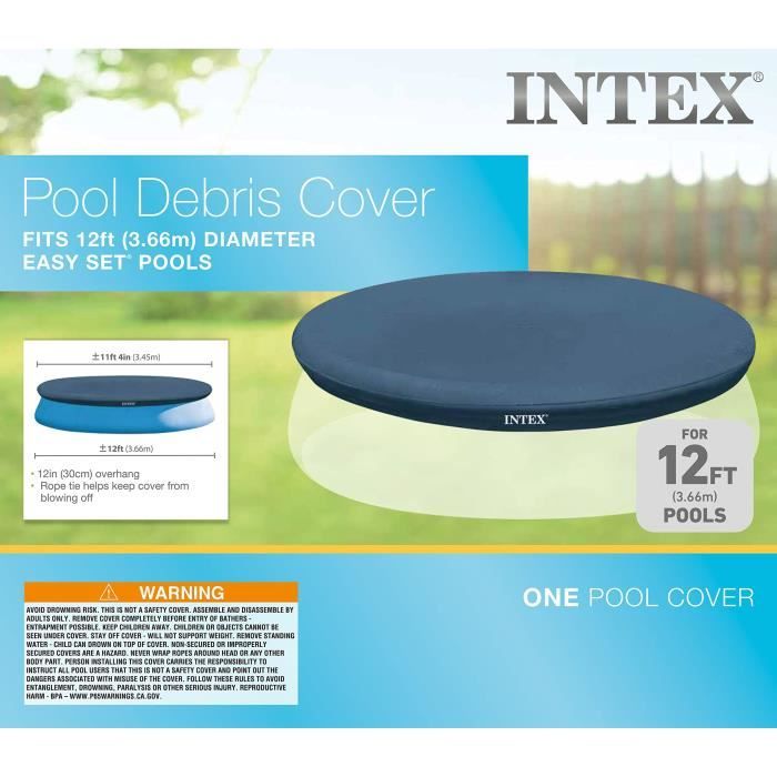 Bâche Hiver Intex Pour Piscine Ronde 3,66 M - Épaisseur 50/100 - Polyéthylène Renforcé Anti-UV - Protection Hivernage - 13
