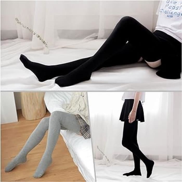 Chaussettes Hautes Femme 2 Pairs Chaussettes Montantes Fille Retro eleves Tricot Longue Coton Chaussettes de Genou black Cdiscount Pret a Porter