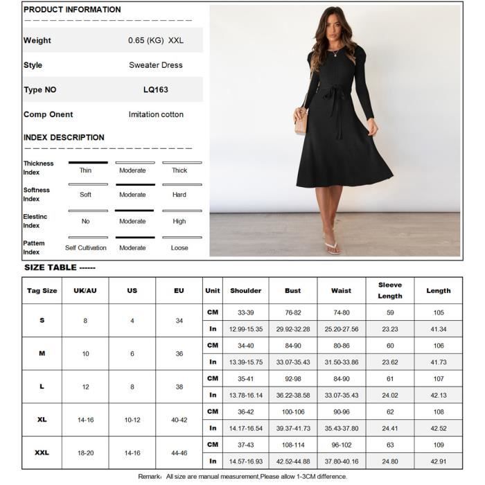 Robe Tricotée Femme Automne-hiver 2025 - Manches Longues, Col Rond, Poches, Coupe Ample Et Confortable