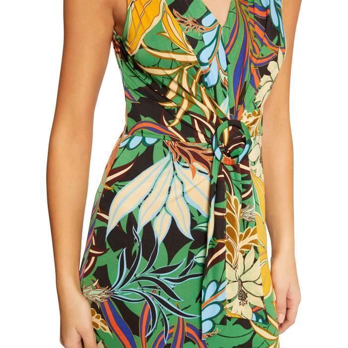 Robe longue Morgan Vert Sans Manches Coupe ajustee Col V Multicolore Cdiscount Pret a Porter