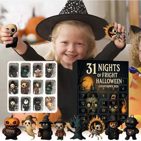 Calendrier De L'Avent Halloween 2025 - 31 Nuits D'effroi Avec Figurines En Résine - Décorations Horreur, Charmes Suspendus, Jouets Collection