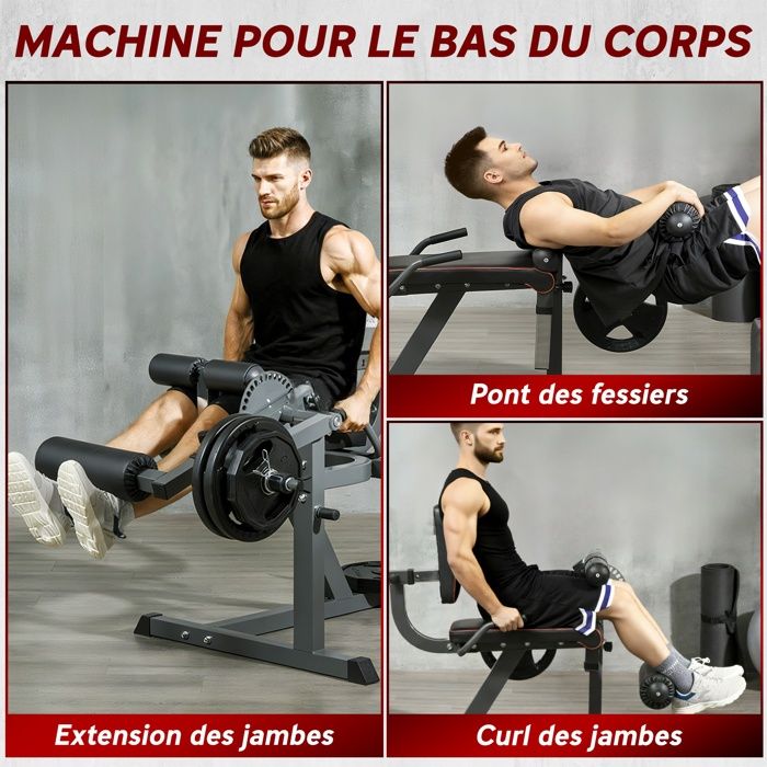 Machine D'Extension Et Curl Des Jambes SPORTNOW - Banc Musculation Maison Pour Cuisses/Fessiers (Charge Max 120kg, Acier Noir) - 5