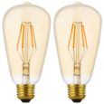 2X E27 Ampoule Edison Retro 4W Lampe à Filament LED ST64 Dimmable Ampoule de Filament Blanc Chaud 400LM Tungsten Ampoule AC220V-0