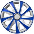 NRM Kit d'enjoliveurs de roues 15" argent et bleu 4 PCS Set ABS Universel-0
