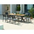 Salle à manger de jardin en aluminium : une table L.220 cm et 8 fauteuils empilables - Anthracite et naturel clair - INOSSE de MYLIA-0