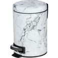 WENKO Mini Poubelle salle bain Onyx, poubelle à pédale, capacité 3L, acier effet "marbre", 17x25x22,5 cm, gris-0