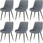 WAFTING Lot de 6 Chaises de Salle à Manger avec Assise et Dossier Tapissés en Velours, Pieds en Métal Robustes,Gris Foncé