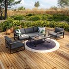 AVRIL PARIS Salon de jardin aluminium et polywood 5 Places couleur gris - VINCENNES