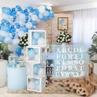 DQIDIANZ Boite Ballon Cube Baby Shower, Boite Anniversaire - 4 Boite Baby Transparente Avec 26 Lettres( A-Z), Boite a Ballon Lettre