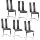 JEOBEST® Lot de 6 chaises de salle à manger - Simili noir et blanc - L 43 x P 58 cm