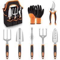 Ecent Ensemble d'outils de Jardinage , 8 en 1 Kits de Décoration Jardin d'outils à Main en Plein Air pour Jardinier (Orange)