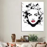 peinture en aérosol sur toile avec les lèvres rouges de Madonna,affiche d'art mural,décoration de la maison- 60X80 cm Unframed