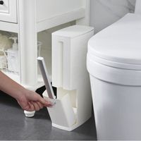 Poubelles de salle de bain avec Brosse de Toilette en Plastique Set Distributeur pour tissu ou Sac à ordures, Blanc