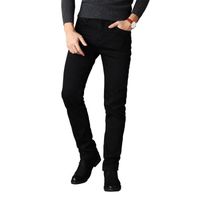 Jeans Noir Stretch Homme Slim Fit 5 Poches Jean Denim Effet Délavé Couleur Unie - Noir