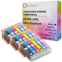 Ouismart® 24XL Elephant 18 Cartouches d'encre compatibles EPSON XP-55 XP-750 XP-760 XP-850 XP-860 XP-950 XP-960 XP-9XP-9